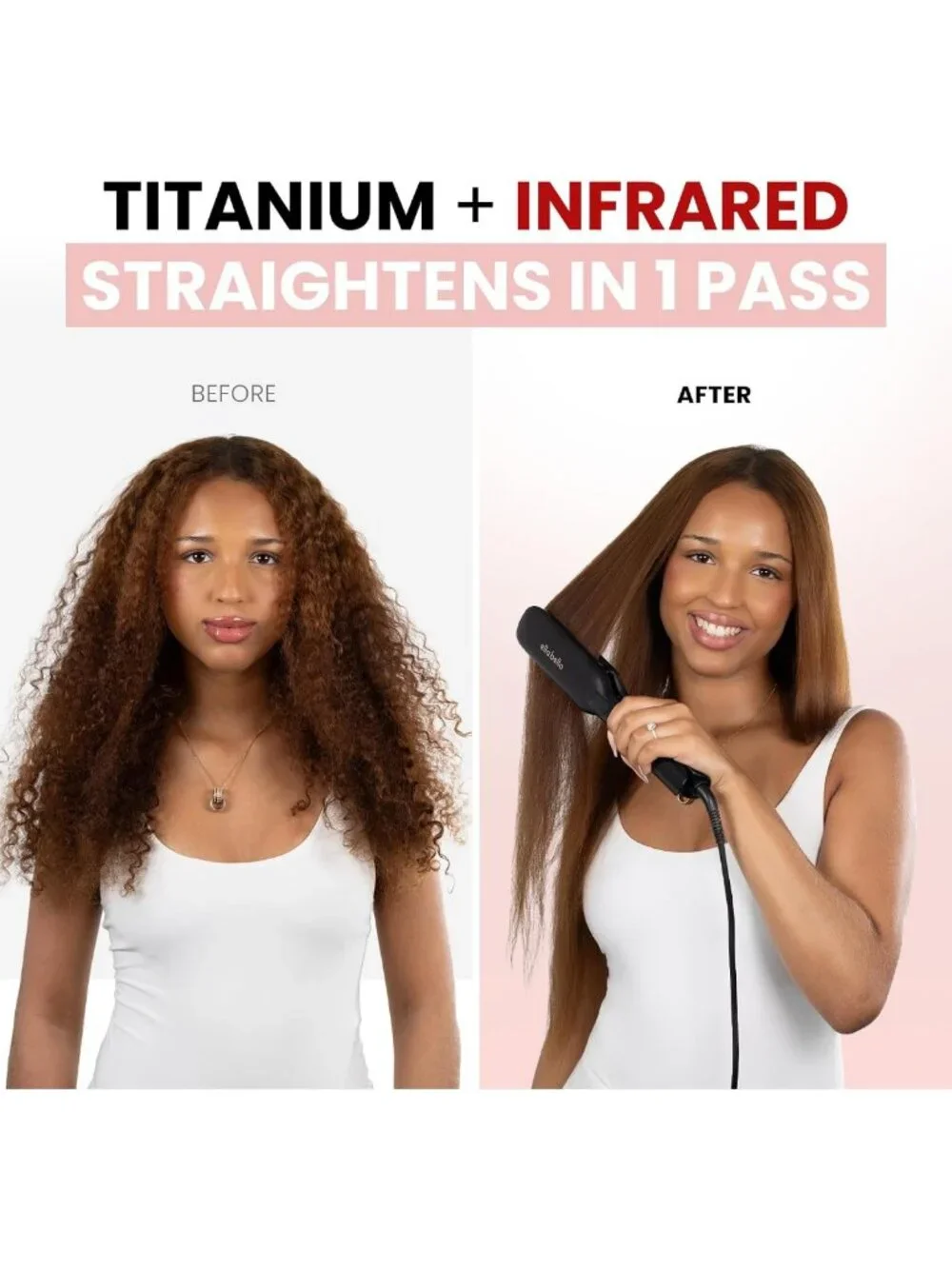Large Titanium Flat Iron Hair Straightener with Infrared Technology for Smooth